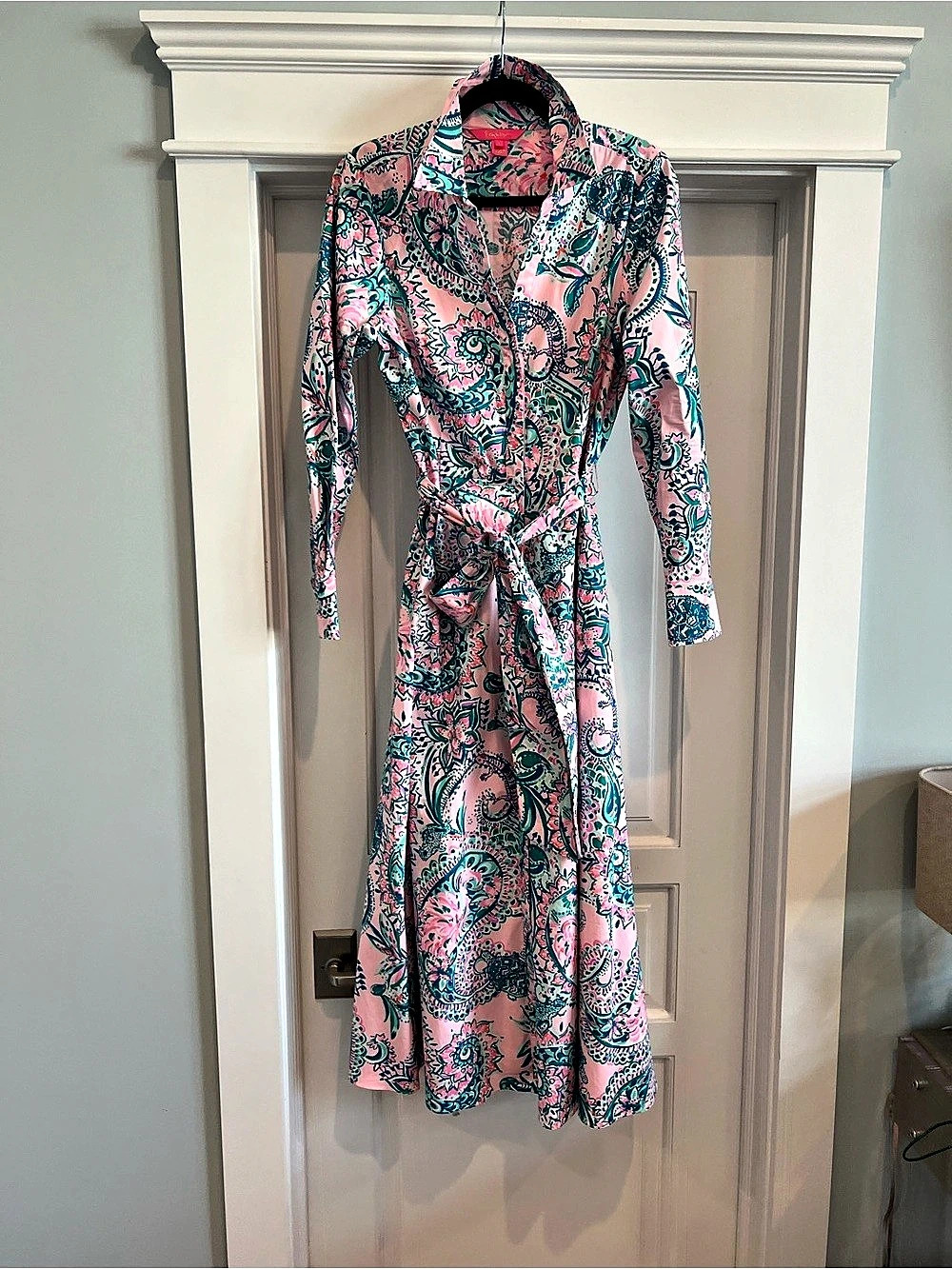Lilly Pulitzer Paisley Midi Dress in Pink & Blue Size Small Like New